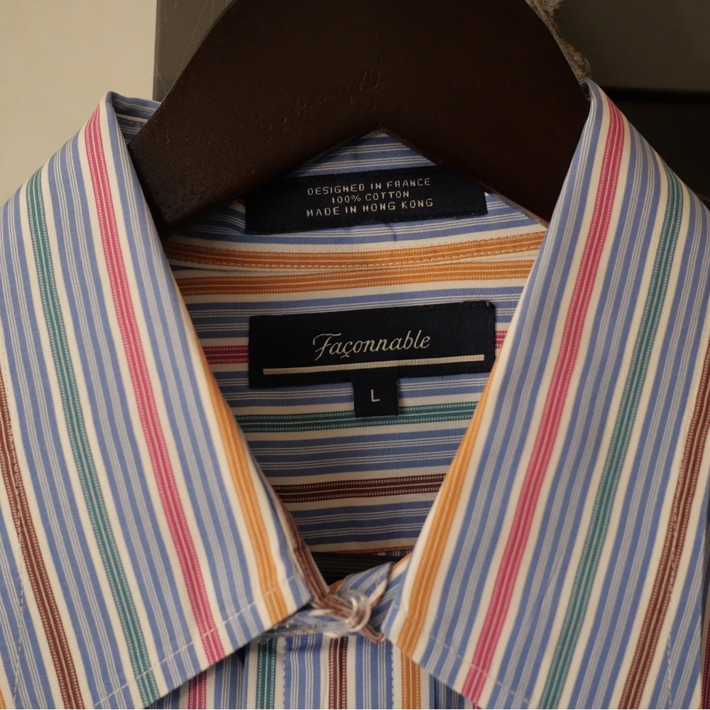 Faconnable Multicolor Stripe Shirt – Size L – Designed in France